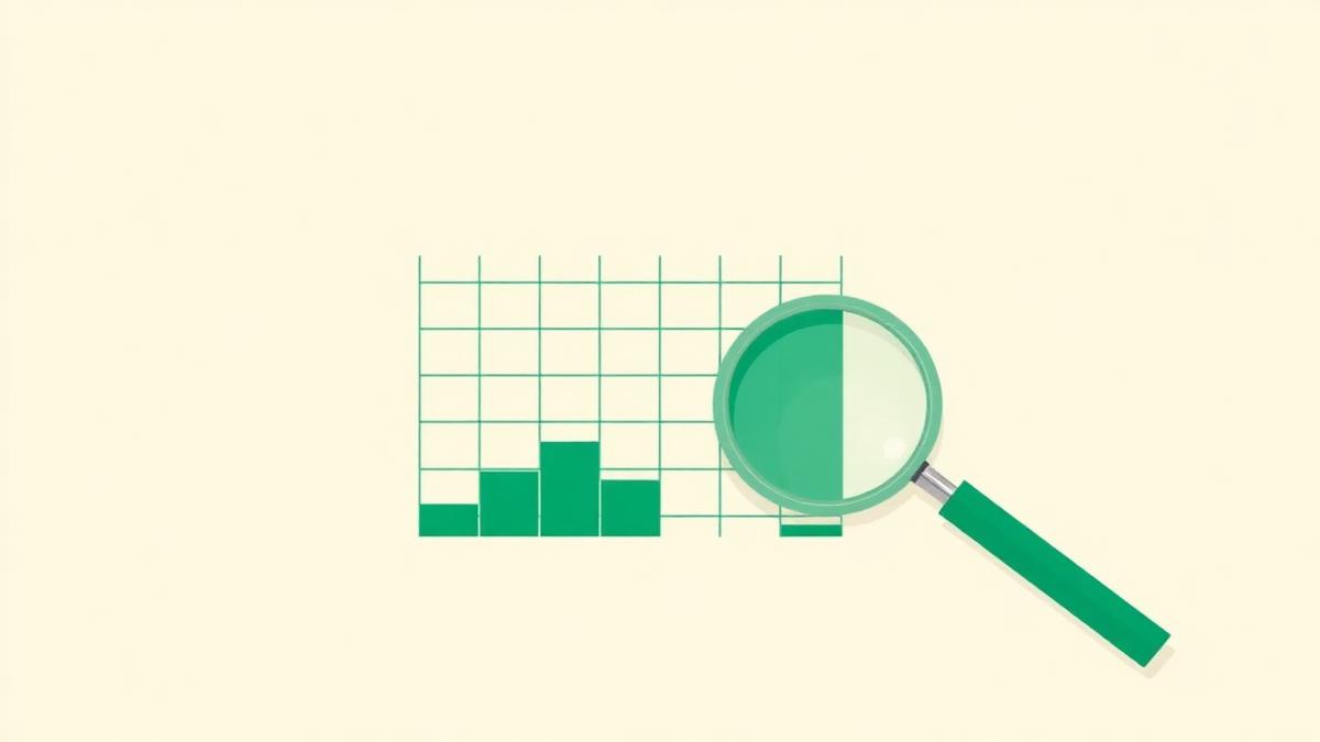 Ilustrasi kaca pembesar di atas kisi data yang belum penuh